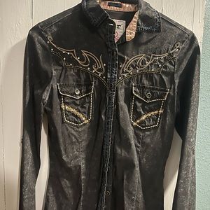 Roar western shirt - black and gold